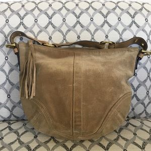 Vintage Coach tan suede shoulder bag